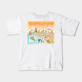 Sunny Southern California with List of Cities Kids T-Shirt